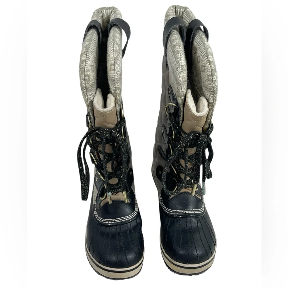 SOREL Tofino Holiday Silver Sage Lace-up Winter Snow Boots Women US Size 5 EU 36